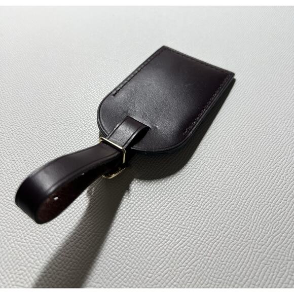 Louis Vuitton Name Tag Maroon Leather Bordeaux Burgundy Goldtone - Picture 16 of 16